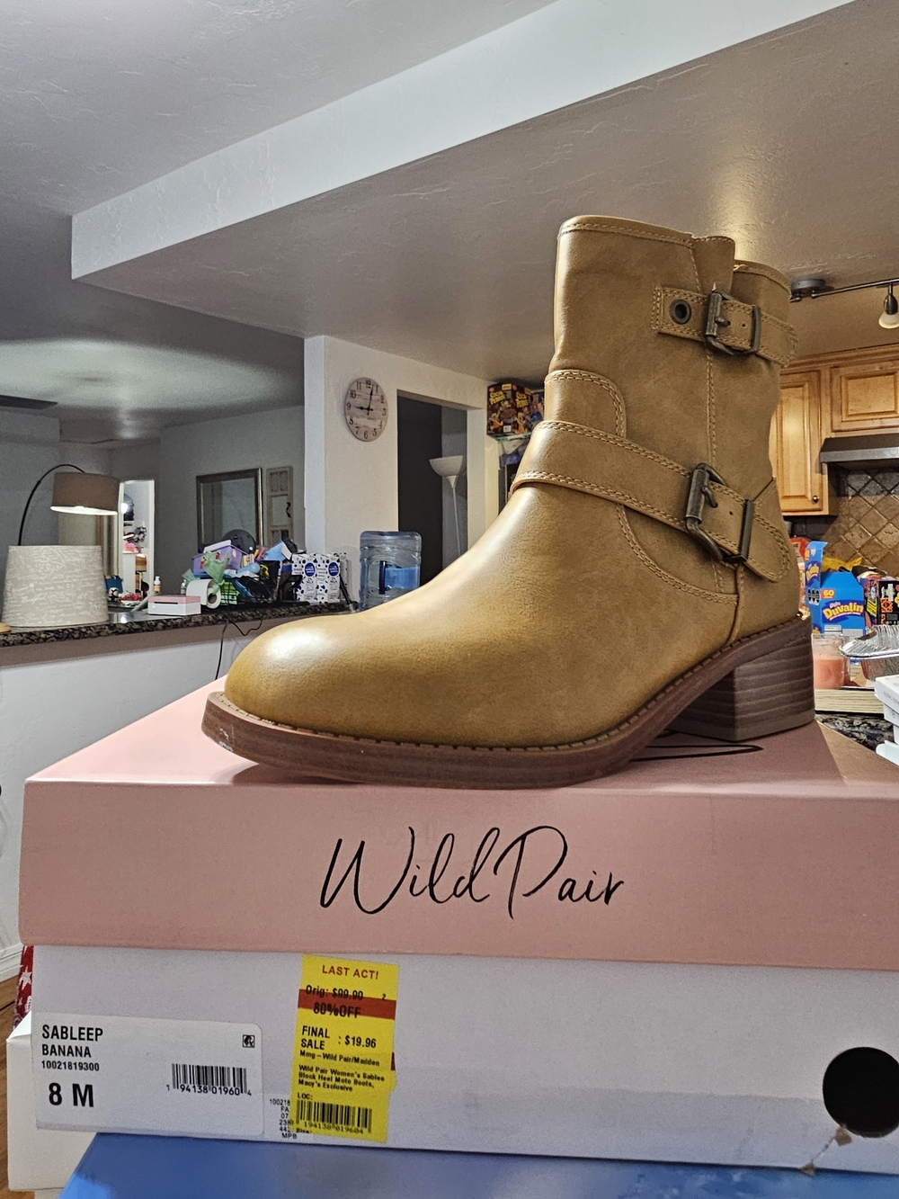 Wild Pair Sableep Banana Low Heel Buckle Ankle Boot - Banana Tan